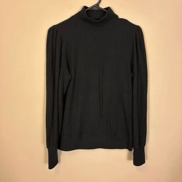 J. Crew Black Mock Neck Ribbed Long Sleeve Top Small - Picture 1 of 6